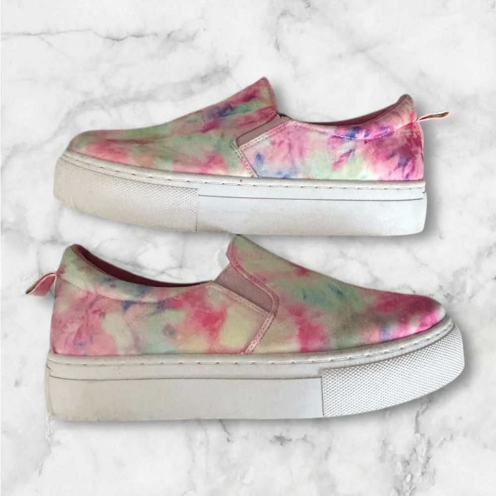 Bamboo Rainbow Tie Dye Platform Sneakers Tennis Shoes Y2K Rare Size 6.5 - Picture 5 of 9